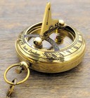 Brass Sundial Compass With Leather Case And Chain - Push Open Compass - Steampun