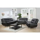 New Black Leather Gel 3pc Sofa Set Contemporary Modern Living Room Furniture