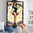 Vintage Sailor Girl Retro Nautical Tin Metal Signs Home D  cor Wall Art 8x12 