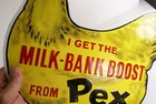 1950s Kraft Pex Chicken Feed Advertisement Tin Sign Milk Bank Boost Embossed 19 