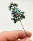 Antique Hatpin Unusual Design Millefiori Round Square Marquis Stones Collectible