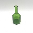 Vintage Green Glass Bottle Wheaton Marked 1970s 5 5  Octagonal Shape Retro Decor
