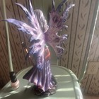 Winged Fairy Figurine Statue Holding Lantern  Purple  Fantasy Theme Collectible