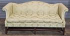 Hickory Chair Mahogany Chippendale Style Sofa Damask Fabric