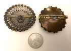2 Antique Hatpin Tops Only Rhinestone Lot   Deco W rhinestones   Open Metal Work