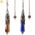 Csja Crystal Pendulum For Divination Dowsing Gem Stone Pendant Antique Bronze Qu