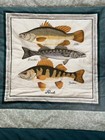 New Handmade Fish Quilt Lap Throw Blanket Wall Hanging Trout  Salmon  Perch