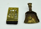 A Pair Of Antique Chinese Brass Mini Opium Brush And Dross Pan