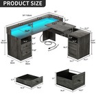 Xelsyo L Shaped Desk With Power Outlets Lift Top Corner Computer Desk W  Drawers