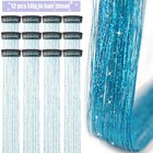 Hair Tinsel 12 Pcs Clip In Kit 20 5 Inch Inch  Sky Blue
