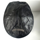 Harley Davidson Hat S Black Leather Cabbie Newsboy Cap Bar Shield