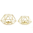 2 Gold Geometric Metal Hexagon Flower Vases Candle Holders Party Centerpieces