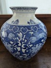 Vintage Chinese Blue White Ceramic Porcelain Open Vase Ginger Jar 11 