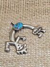Arnold Maloney Navajo 925 Silver Bisbee Turquoise Rainbow Man Pendant Sand Cast