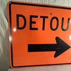 Detour Sign W  Right Arrow Street Road Construction Sign - 30 X 24 Reflective