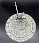 Vtg Hummingbird Sunflower Sundial Green Patina Metal 9  Garden Roman Numeral