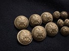 Lot 14 Original Civil War Federal Officer General Staff Eagle Buttons  Non Dug