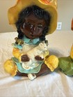Vintage 1974 Black Americana Boy W dog Girl W  Cat Plaster Calkware Figurines