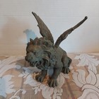 Gothic Winged Lion Gargoyle Statue Mythical Griffin Guardian Faux Stone 6 5x7 