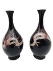 Fine Antique Japanese Cloisonne   Pair Of Vases  Dragons  7 4 