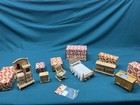 Lot Of 13 Vintage Town Square Miniatures Dollhouse Furniture   Accessories