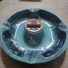 Roseville Hyde Park No 1900 Ashtray Green Blue Drip Dresser Couplings 25 Yrs