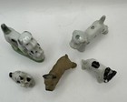 5 Puppy Dog Terrier Figurines Ceramic Porcelain Made In Japan Vintage