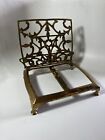 Vintage Ornate Gold Brass Easel Adjustable Folding Stand Book Art Bible Holder