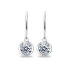 6mm Round Clear Sterling Silver Leverback Earrings Made With European Crystals