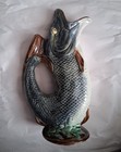 Antique 19th Century English Majolica Gurgling Fish Pitcher 9 Inches Tall