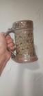 Vintage Studio Pottery Beer Steins - Set Of 2 Brutalist Stoneware Tankards - Sig