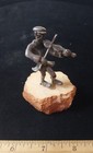 Vintage Miniature Sterling Silver Fiddler Figurine On Rock Base