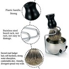 3 In 1 Badger Beard Hair Removal Brush With Stand Holder Bowl Set Shaving Kit