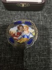 Antique 800 Coin Silver Italian Trinket Snuff Compact Pill Box Enamel Lovescene 