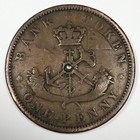 1854 Bank Of Upper Canada Penny Token - Crosslet 4 Good  g  Km tn3 Holed -5584