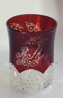 Antique 1905 Lewis And Clark Exposition Ruby Flash Glass Tumbler W star Of David