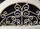 White Architectural Salvage Wood   Wrought Iron Topper Pediment Accent 20 lx12 t