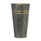Metal French Bucket With Handles 9   Black Zinc W  Gold Trim Decorative Vase