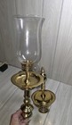 Vtg Solid Brass  Wall Sconce Candle Holder Clear Glass Shade Mcm Set Of 2