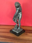 Vintage Adam After Auguste Rodin Patinated Bronze Sculpture Marble Man Decor Art