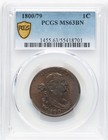 1800 79 Draped Bust Large Cent Pcgs Ms63bn S-194 Two Hair Overdate Die State Iii