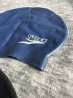 2 Two Speedo Solid Silicone Swim Cap One Size Logo Lightweight Black   Navy Blue