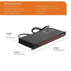 9-outlet Rack Mount Overloading Protection Circuit Breaker Pdu Power Strip Wi   