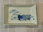 Vintage Japanese Hand Painted Blue   White Rectangle Porcelain Dish