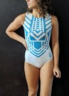 Gk Suni Lee Gymnastics Leotard  courageous Awe  White Turquoise Size As