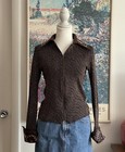 1849 Authentic Ranchwear Show Top Womens Small Brown Beaded Zip Up Western Rodeo