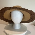 Women   s Vintage Wide Brim Straw Hat Bow Tie Back Beige Sun Protection Beach