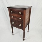 Antique Sewing Cabinet Work Table 3 Drawer Flame Mahogany American Federal 