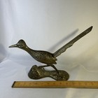 Vintage Pair Of Heavy Brass Roadrunner Figurines Large 15      13    Korea