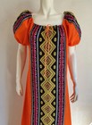 Vintage Woven Guatemalan Caftan Orange Dress Plus Size Volup 1970s Drawstring 1x